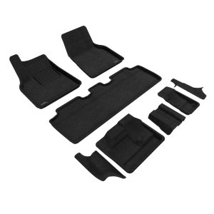 Tesla Model Y Floor Mats - Front + Rear + Third Row - 3D MAXpider - Elegant Hybrid - Black - `21-`23 Tesla Model Y Floor Mats - Front + Rear + Third Row - 3D MAXpider - Elegant Hybrid - Black - `21-`23